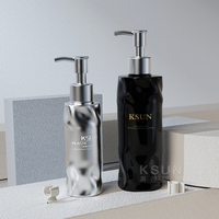 Color blanco 300ml PETG forma de onda botellas de champú y acondicionador de plástico con bomba