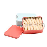 Boîte en fer blanc rectangulaire avec loquet 145 x 110 x 55 mm pour emballage de gâteau d'ananas, qualité alimentaire, écologique, impression offset CMYK