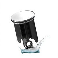 Tapón Universal para Lavabo de Baño de 40 mm, Negro Cromado, Moderno, de Latón, ABS y Goma, Fácil de Limpiar, con 3 Años de Garantía
