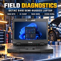 Ordinateur portable de diagnostic semi-robuste pour véhicules Getac S410 G5, processeur I5-1340P, 16 Go de DDR5, 512 Go de NVMe, écran 14 pouces, 1000 nits