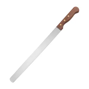 Cuchillo para Cortar Carne Asada de Acero Inoxidable con Alto Contenido de Carbono de 14/12/10 Pulgadas con Borde Dentado y Mango de Madera de Palisandro - Product Image 1