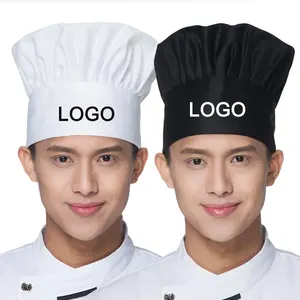 Beau chapeau de chef noir respirant pour adultes chapeaux personnalisés broderie de logo pour boulangerie barbecue hôtel cuisinier travail casquette de chef homme et femme