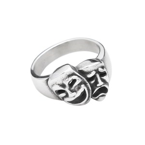 Anillo Masculino con Diseño de Máscara, Plata Tibetana, Caras de Comedia y Tragedia, Estilo Punk Rock Hip Hop, Joyería Casual, Tallas 7 8 9 10 11 12 13 - Product Image 5