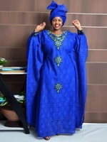 Robes en dentelle africaine de Dubaï pour femmes, hijab, abaya, robe de soirée de mariage, vêtements élégants pour femmes, robe longue ample boubou