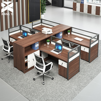 Table de bureau modulaire en bois pour centre d'appels, poste de travail modulaire pour 4 à 6 personnes avec cloison de séparation