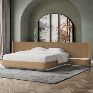 Modern Luxury Customized Tufted Wood Bedroom Set with Fluted Design White Curved Sofa for Hotel and Villa Use - Product Image 6