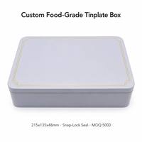 Boîte de rangement en fer blanc de qualité alimentaire personnalisée avec couvercle, conteneur rectangulaire en métal pour thé, café et aliments secs