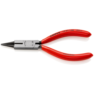 Pince à bec rond KNIPEX 19 01 130 SB avec pince coupante latérale (pince de bijoutier) avec revêtement en plastique noir - Product Image 1