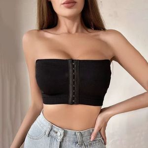 <span class=keywords><strong>Sujetador</strong></span> de realce <span class=keywords><strong>sin</strong></span> <span class=keywords><strong>tirantes</strong></span> con hebilla frontal, ropa interior de soporte <span class=keywords><strong>sin</strong></span> alambre, malla trasera, transpirable, de talla grande, <span class=keywords><strong>sin</strong></span> costuras - Product Image 1