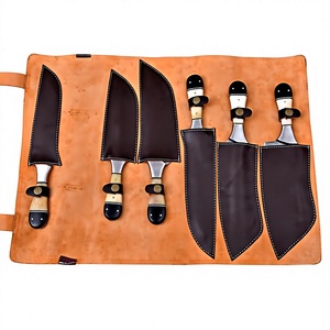 Chef Cutlery 6-Piece Damascus Steel Blade Kitchen <b>Knife</b> <b>Set</b> Adjustable Hand Orientation Brushed Finish Camel Bone Micarta - Product Image 2