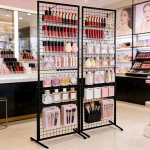 Estante <span class=keywords><strong>de</strong></span> exhibición <span class=keywords><strong>de</strong></span> paneles <span class=keywords><strong>de</strong></span> rejilla independiente <span class=keywords><strong>de</strong></span> malla metálica resistente para boutique, feria <span class=keywords><strong>de</strong></span> artesanías y <span class=keywords><strong>almacenamiento</strong></span> en el hogar - Product Image 2