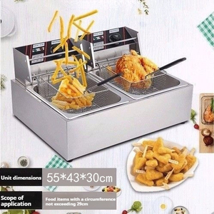 <span class=keywords><strong>Friteuse</strong></span> électrique professionnelle à <span class=keywords><strong>double</strong></span> réservoir en acier inoxydable 10-12L Design carré classique pour poulet frit et frites - Product Image 4