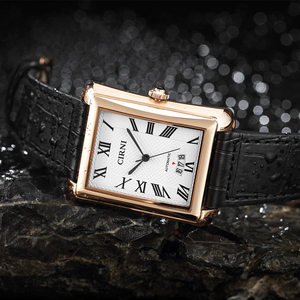 ODM/OEM CIRNI Orologio Sportivo Analogico in Pelle con Data Automatica, Cassa in Acciaio Inossidabile, Vetro Hardlex, Quadrante Quadrato 22mm, Resistente all'Acqua 5BAR - Product Image 4