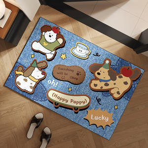 Alfombra de Entrada Rectangular de Seda con Diseño de Dibujos Animados 'Slow Down', Antipolvo, Resistente a las Manchas y al Desgaste - Product Image 1