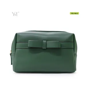 pu leather travel organizer cosmetic bag with bowknot decorate guangzhou yumei