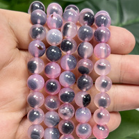 Perles rondes en pierre d'agate naturelle violette de 8mm, 45 pièces, perles rondes en vrac pour la fabrication de bijoux, bracelets, accessoires de collier