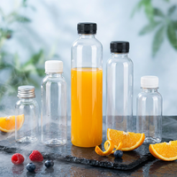 Bouteille de jus jetable en plastique PET de 100ml 200ml 250ml 300ml 500ml et bouteille d'enzyme PET avec couvercle noir