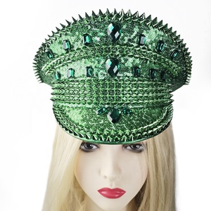 Rhinestone Sequin Captain Hat Y2K Style Unisex for Festival Birthday Party Supplies <strong>Burning</strong> <strong>Man</strong> Rave Wear Cosplay <strong>Costume</strong> - Product Image 5