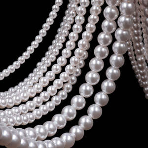 Lager zum Verkauf 2mm-12mm 5A Grade <span class=keywords><strong>Pearl</strong></span> Crystal <span class=keywords><strong>White</strong></span> <span class=keywords><strong>Pearl</strong></span> Farbe Glas Runde Perlen für Luxus Schmuck herstellung Zubehör - Product Image 5