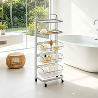 Chariot de rangement mobile à plusieurs niveaux avec roulettes pour la salle de bain, pour ranger des collations et des boissons