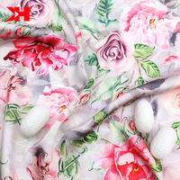 Étoffe en satin de soie polyester haute qualité, tissu imprimé à motifs floraux pour ruban