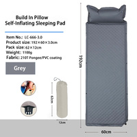 Matelas pneumatique auto-gonflant 210T Pongee avec revêtement PVC, oreiller intégré, matelas de randonnée léger et portable