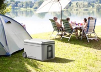 Glacière isotherme 70L en plastique avec roues, glacière pour activités de plein air
