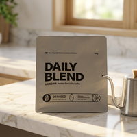 Sacs d'emballage pour café personnalisés de haute qualité avec fermeture à huit côtés, fond plat, fermeture éclair et valve respirante