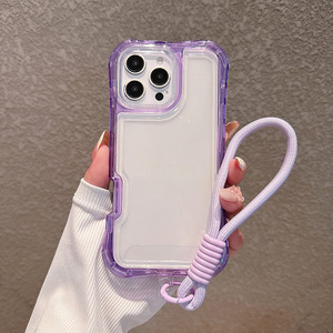 Combo Transparent 3 in 1 <strong>Case</strong> for <strong>iPhone</strong> 17 16 15 Pro Max <strong>4</strong> Corners Air Bag PC TPU Bumper Wrist <strong>Strap</strong> Heavy Duty Defender Cover - Product Image 5