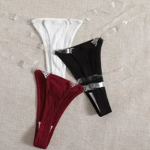 Conjunto de bragas de tirantes transparentes para niñas, ropa interior Sexy, Tumblr Sexi