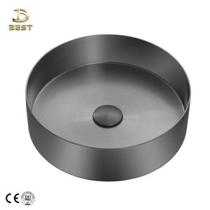 Évier à cuvette unique en acier inoxydable brossé fait à la main en forme de cercle avec passoire fabriqué au Vietnam pour salle de bain cuisine - Product Image 3