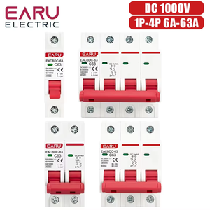 EARU DC 1000V MCB Mini disjoncteur solaire Protection contre les surcharges Interrupteur 6A 10A 16A 20A 25A 32A 40A 50A 63A pour système PV EACBDC - Product Image 5