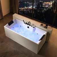 Baignoire autoportante moderne en acrylique à immersion profonde, surface facile à nettoyer, avec trop-plein, pour hôtels, appartements et salles de bain résidentielles