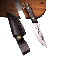 Couteau de boucher à lame fixe forgé à la main, manche en bois, étui en cuir portable, outil de découpe de viande pour le camping en plein air