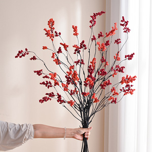 Branches artificielles de baies rouges pour décorations de Noël, ornements artisanaux en fil de mousse - Product Image 4