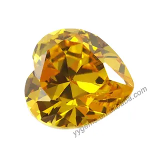 Corazón 6*6*6mm oro amarillo gemas CZ China de diamante sintético al por mayor