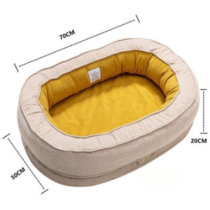 Eco-Friendly All-Season Summer Portable Dog Cat Calming Soft Cozy Couch <b>Bed</b> with Removable Layers Breathable Cotton-Linen Fabric - Product Image 4