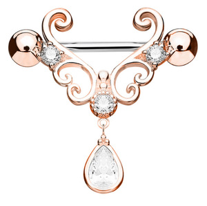 <span class=keywords><strong>Piercing</strong></span> de pezón de circonia cúbica para mujer, barra de acero inoxidable, joyería para el pecho, 14G, cristal de imitación transparente <span class=keywords><strong>en</strong></span> forma de lágrima, anillos para pezones colgantes - Product Image 2