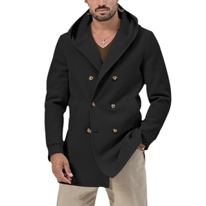 Manteau <span class=keywords><strong>trench</strong></span> décontracté mi-long à col et à double boutonnage pour homme, tons terreux, printemps/automne - Product Image 3