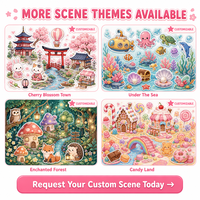 Autocollants de scène miniature 3D multicouche personnalisés, style Kawaii, mignons, thème Sakura, fleurs de cerisier roses, style japonais