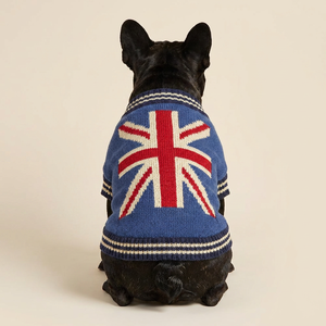 Premium French Bulldog Winter Dog Sweater Bulky Fit Eco-Friendly <strong>Union</strong> <strong>Jack</strong> Knitwear Warm British Flag Pattern Puppy <strong>Clothes</strong> - Product Image 3