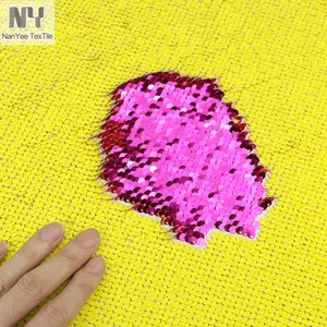 Nanyee textil de alta densidad de escala de peces amarillo tela de lentejuelas