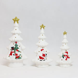 Decorazioni natalizie più vendute ornamenti in ceramica bianca albero di natale topper stella in ceramica con led - Product Image 4