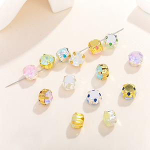 Adornos de Cristal Redondos con Base de Garra para Joyería DIY, Accesorios de Ropa, 8mm, Multicolor - Product Image 2