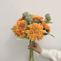 Bouquets décoratifs artificiels pour salon, fleurs en soie jaunes et oranges, fausses fleurs de tournesol Teddy pour la décoration de mariage