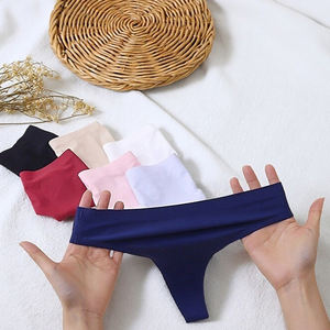 女性低ウエスト通気性ナイロンスポーツ裸ブリーフクロスボーダートレースレスアンダーウェアヨガ水泳シームレスタンガ - Product Image 4