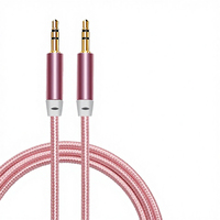 Câble audio tressé coloré de 1,5 m avec conducteur en cuivre, prise jack 3,5 mm mâle pour voiture, téléphone portable, casque stéréo, modèle AU-004, direct usine