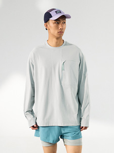 เสื้อยืดแขนยาวมีซิป 26 รุ่นใหม่สำหรับฤดูใบไม้ผลิ แบรนด์แฟชั่นอินเทรนด์สำหรับกิจกรรมกลางแจ้ง แห้งเร็ว สวมใส่สบาย คอทรงกลมตัดกัน - Product Image 2