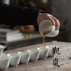Dehua White Porcelain Fairness Cup Cylinder Shape Heat Resisting For Kung Fu <b>Tea</b> <b>Set</b> Afternoon <b>Tea</b> Use - Product Image 4