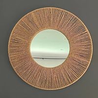 Meilleures ventes de miroirs de maquillage en rotin au design élégant suspendus au mur, faits à la main